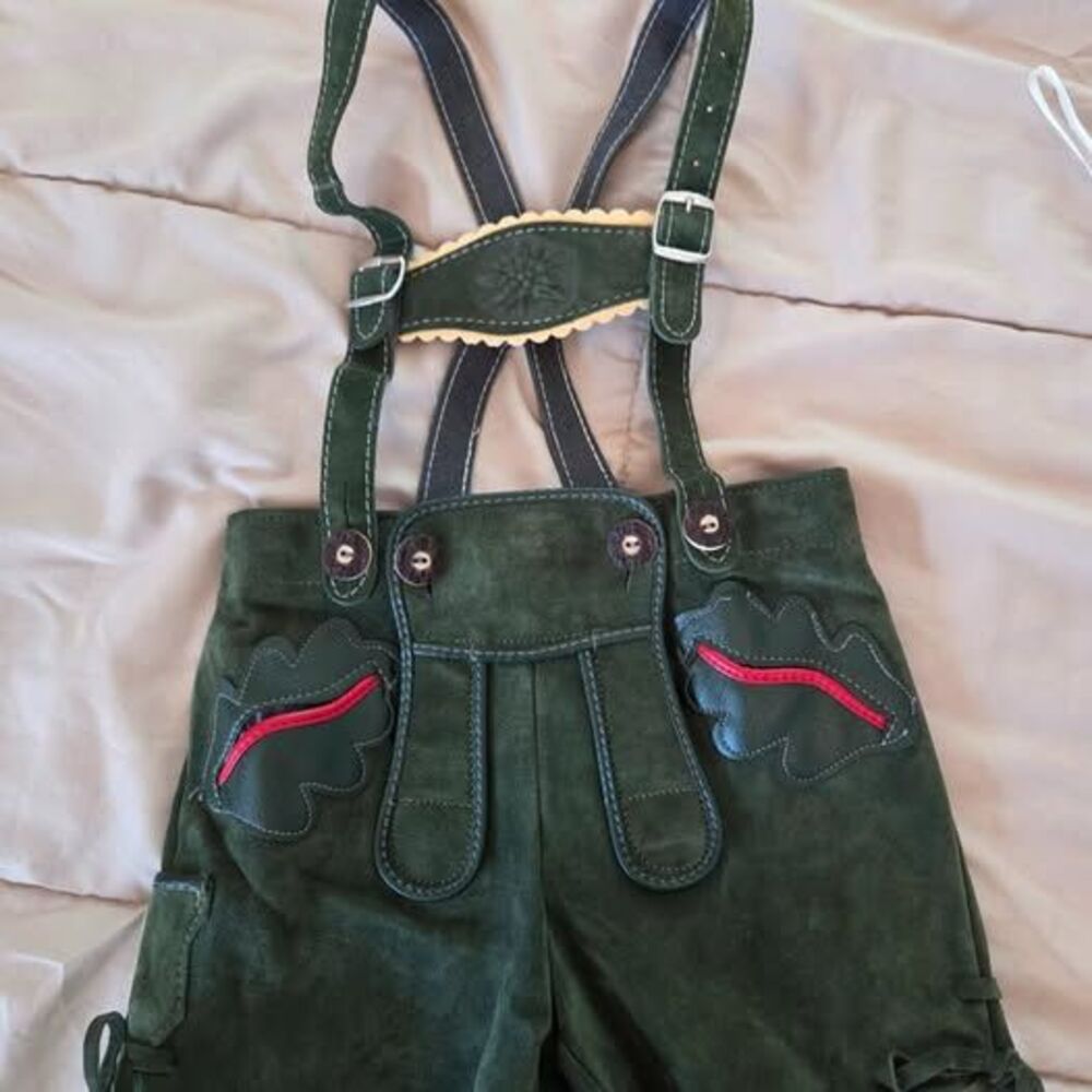 Oktoberfest Toddler Lederhosen Green Suede 3T-4T